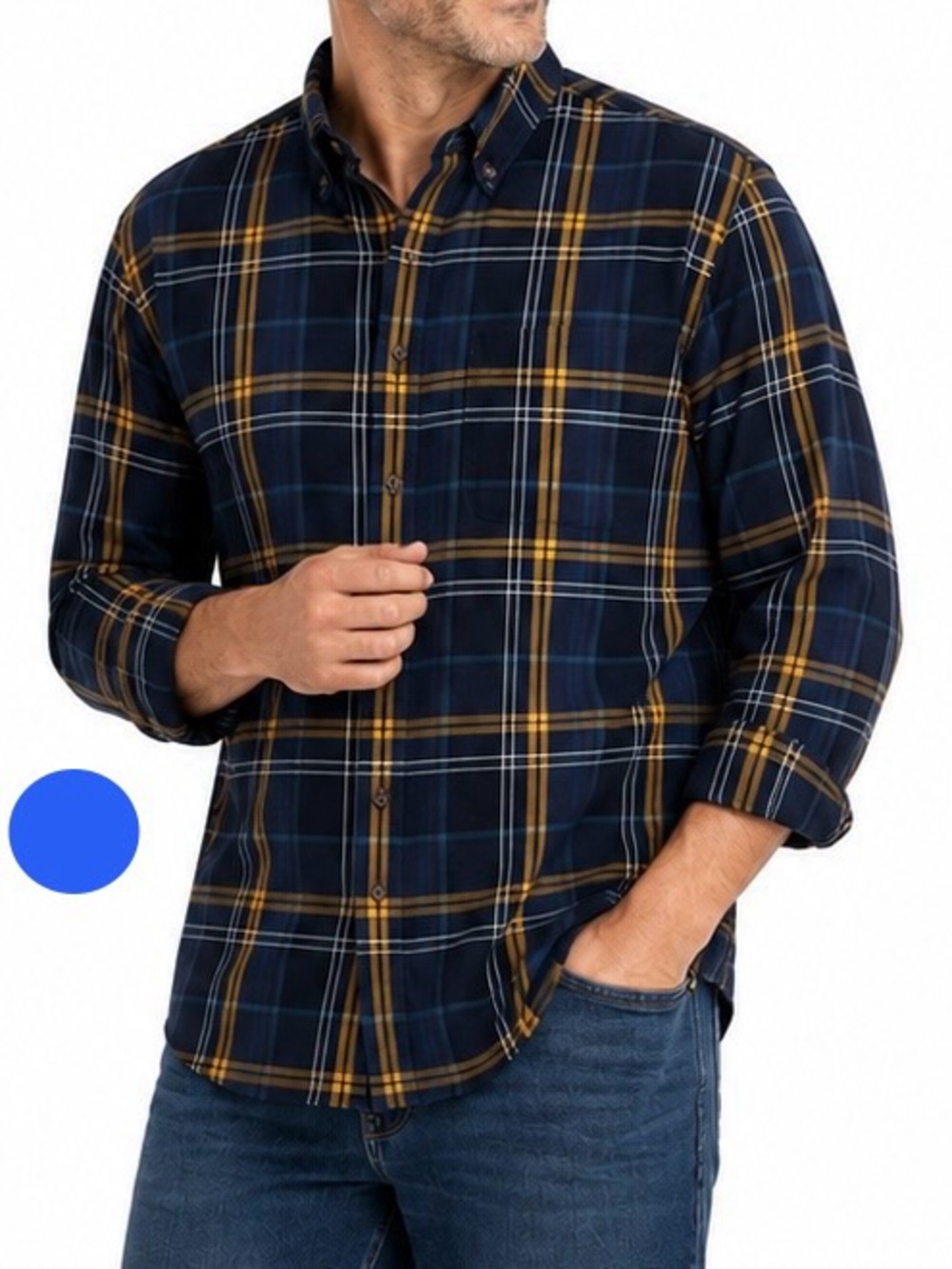 Foundry Supply Co Super Soft Plaid Flannel Shirt Men’s 2XLT Navy Cotton